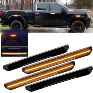 4x Smoked Front&Rear LED Side Marker Lights For 20-24 GMC Sierra 2500 3500 HD - Picture 1 of 6