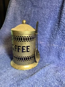 Vintage Silver Plated Coffee Canister With Colbalt Blue Glass Liner Matching Spo - Picture 1 of 9