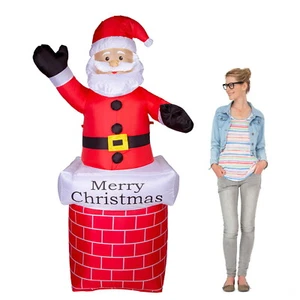 210cm Weihnachtsmann Groß LED Beleuchtet Figur aufblasbar Weihnacht Deko außen - Bild 1 von 12