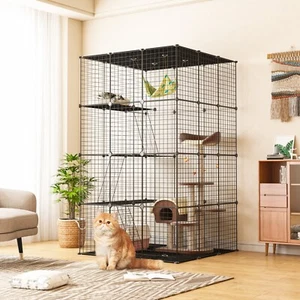 Large Cat Cage DIY Cat Playpen Indoor Metal Wire Kennel for Rabbit Small Animal - Picture 1 of 12