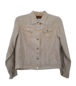 Vintage Metrostyle 100% Linen Trucker Jacket Size 14 Button Up Career Office. - Picture 1 of 8