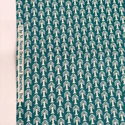 green cream mini trees st. nicole designs for benartex 21"x44" Scrap vintage - Image 1 of 4