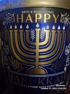 NEW! Bath & Body Works 3 Wick Candle (HAPPY HANNUKAH) LE LARGE 💝 - Picture 1 of 3