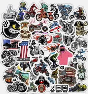 50 Motorrad Vinyl Aufkleber Aufkleber für Handy Laptop Dekoration Lot Motorrad - Bild 1 von 1