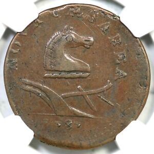 1787 38-c R-3 NGC XF 40 No Plow Sprig New Jersey Colonial Copper Coin