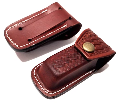 Folding Knives Brown Leather Belt Sheath Fits Large Swiss Army 4" Pocket Knife S - Image 1 of 3