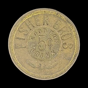 5¢ Drink Fisher Bros. Maverick Trade Token/Coin - Picture 1 of 2
