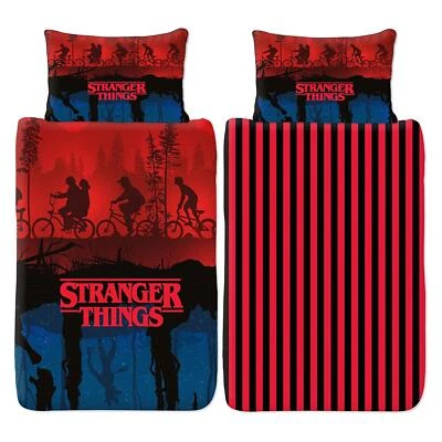 Juego de funda nórdica individual Stranger Things ropa de cama reversible invertida