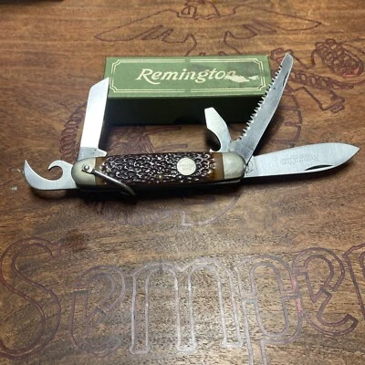 1980s Remington UMC R4 Utility Camp Folding Pocket Knife W/Box & Paperwork 🇺🇸 - Image 1 of 4