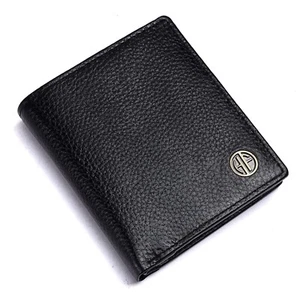 Brand New Authentic RFID Protected Black BI-Fold Genuine Leather Mens Wallet - Picture 1 of 6