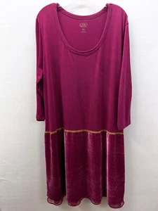 LOGO by Lori Goldstein Women's Size 2X Scoop Neck Midi Dress Velvet Hem Pink - Picture 1 of 11