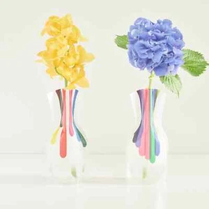 D-BROS Foldable Flower Vase Set of 2 COLOR DROPS 268×148mm Vinyl - Picture 1 of 3