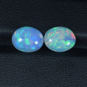 3.59Cts Color Full Ultra Fire Natural Ethiopia Opal 10 x 8 Oval Pair..!!!!  - Bild 1 von 2