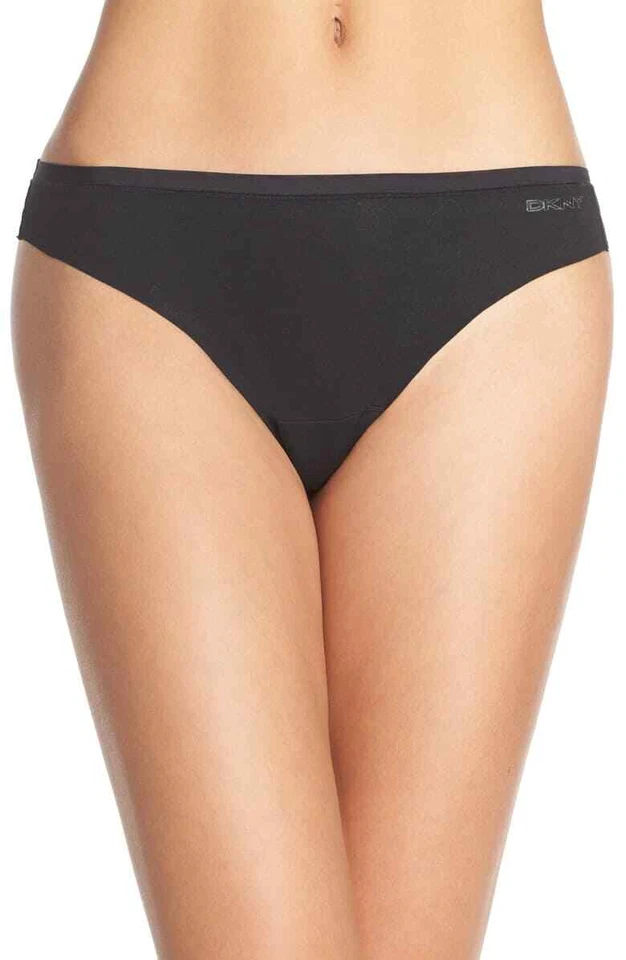 DKNY Downtown Cotton No Visible Panty Line Thong DK1028 Black Medium