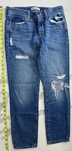 Pantalones de mezclilla ajustados Abercrombie para niños niñas talla 16 desgastados lavado medio - Imagen 1 de 3