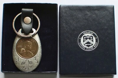 US Mint Keychain with Petroglyphs and Native American 2000-P $1 BU, Key Chain - Image 1 of 4