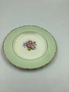 Royal Staffordshire AJ Wilkinson 6.5” Plate Rose Pattern Green & White - Picture 1 of 2