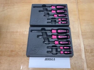 Snap-on Tools NEW 10pc PINK Soft Grip Phillips & Flat Head Screwdriver Sets - Picture 1 of 8