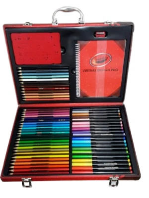 Crayola Kids Art Carry Case Colouring Pencils Markers 60+ Pieces Drawing Set Kit - Image 1 of 3