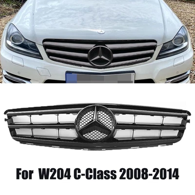Front Grille w/Star For Mercedes Benz C-Class W204 2008-14 C200 C300 C350 Grill Foto 1 de 4