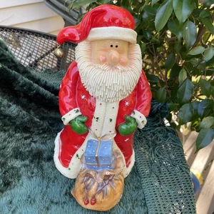VTG Resin 11" Tall Whimsical Santa Holding a Bad full of gifts, Colorful - Picture 1 of 8