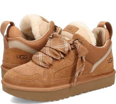 NIB 100% UGG LOWMEL Women's Shoes Suede Canvas High Top Sneakers Chestnut - Image 1 of 4