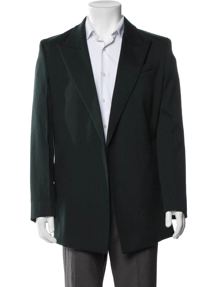 AMI Paris Virgin Wool Blazer Green Size S Men's Peaked Lapel Double Vent Jacket - Image 1 of 4