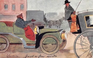 POSTCARD COMIC  WRITE AWAY MOTORING THEME JUST A FEW WORDS   THACKERAY - Picture 1 of 2