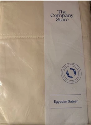 The Company Store Legends Luxury Egyptian Cotton Sateen Flat Sheet  Queen  Cream - Image 1 of 3
