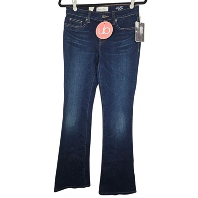 NUEVO Pantalones de mezclilla Henry Belle 28 rústicos micro acampanados boho lavado oscuro informales occidentales Foto 1 de 4