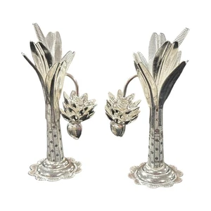 925 Sterling Silver Hallmarked Satyanarayana Puja Banana Tree Pair - Picture 1 of 9