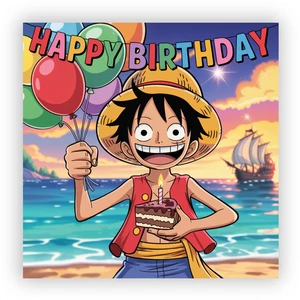 Handmade Luffy Birthday Card - Picture 1 of 1