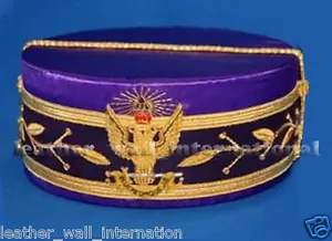 ALAS DE RITO ESCOCÉS MASÓNICO GRADO 33 CON GORRA DE TRABAJO DE VID (PÚRPURA) - Imagen 1 de 3
