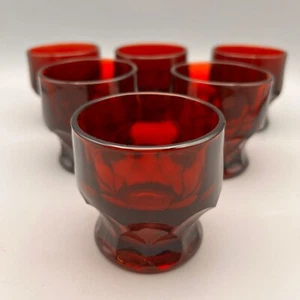 Vintage Anchor Hocking Georgian Pattern Ruby Red 3” Juice Glasses “Set of 6” - Picture 1 of 4