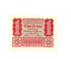 1 KRONE AUNC BANKNOTE FROM AUSTRIA 1922 PICK-73 - Picture 1 of 2