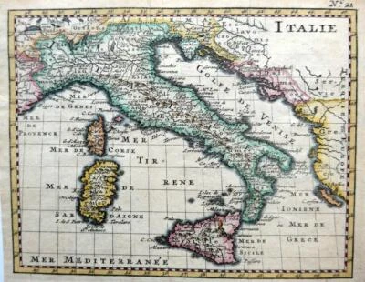 ITALY BY JACQUES BENIGNE BOSSUET c1722 GENUINE ANTIQUE ENGRAVED MAP - Image 1 of 4