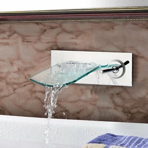 Grifos mezcladores fregadero lavabo de níquel cepillado montaje en pared para bañera/ducha - Imagen 1 de 11