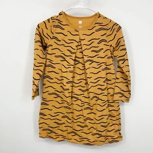 Tea Collection Kids Size 7 Dress Orange Black Striped Animal Print Girls Cotton - Picture 1 of 8