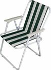 Folding Camp Beach Picnic Chair Green and White Stripes Garden Patio