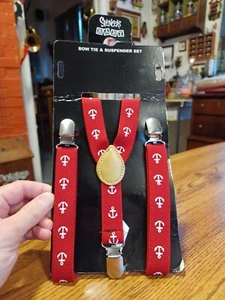 Spencers Baby - Suspenders - Infant Toddler - Nautical Anchors - Red & White  - Picture 1 of 4