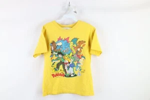 Vintage 2001 Nintendo Pokemon Boys Large Distressed Short Sleeve T-Shirt Yellow - Picture 1 of 12