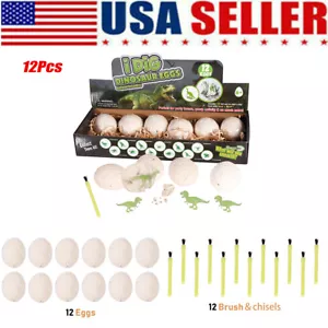 12 Pieces Dinosaur Egg Toys Fossil Mining Science Education for Kids - Picture 1 of 12