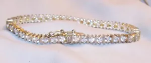 Vintage Cubic Zirconia Tennis Bracelet-Sterling Signed 925 - Picture 1 of 6