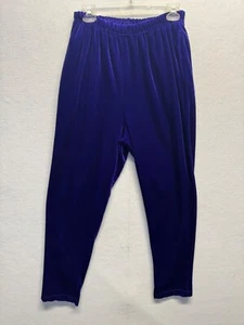 Vintage Diane von Fürstenberg Purple Velvet Elastic Waist Pants M - Picture 1 of 8