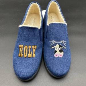 Sam Edelman Flat Denim Shoes "Holy Cow" Embroidery Blue Color US Size 4 - Picture 1 of 10