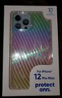 Protect Onn Iphone 12 Pro Max Case Rainbow Iridescent Metallic Ridges Ribbed
