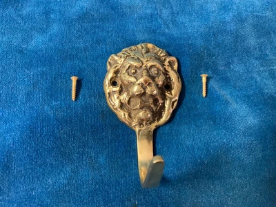 复古纯色黄铜狮子头壁钩或门钩带螺丝、外套、钱包、皮带 — 第 1/3 张图片