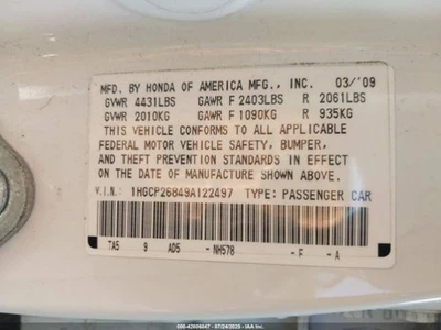 2009 Honda Accord EX Master Cylinder 2.4L Used OEM 144K Miles 540-50245 Foto 1 de 4