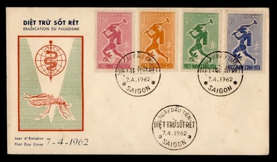 DR WHO 1962 VIETNAM FDC ANTI MALARIA CACHET COMBO M58068 Foto 1 de 2