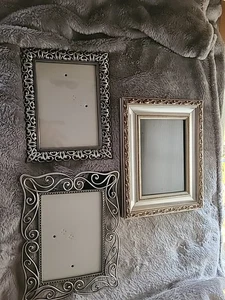  Pewter 5x7 Picture Frames 2 Metal 1 Wood - Picture 1 of 5